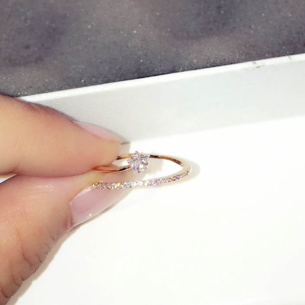 Star Diamond Pave Rose Gold Ring - Picture 5 of 8